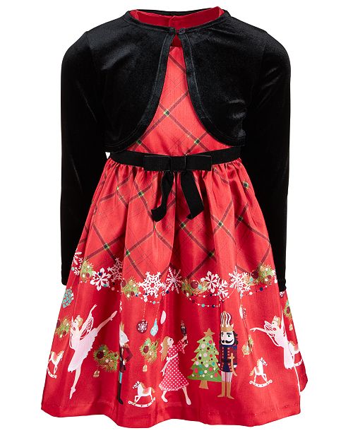 Bonnie Jean Little Girls 2Pc. Nutcracker Dress & Velvet Shrug Set