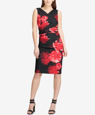 macy's red floral dress