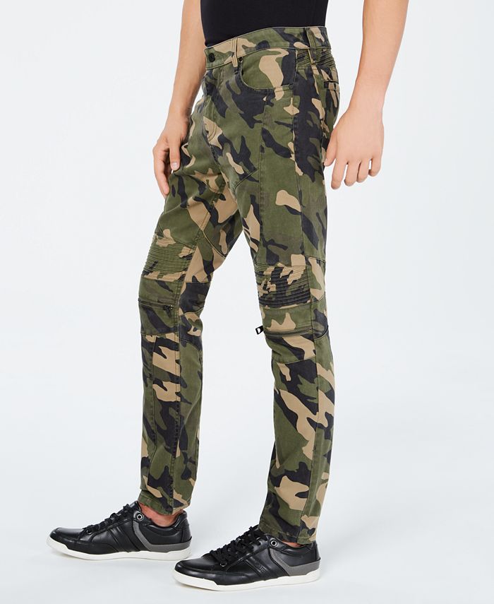 GUESS Men's Carter Stretch Camouflage Moto Pants - Macy's