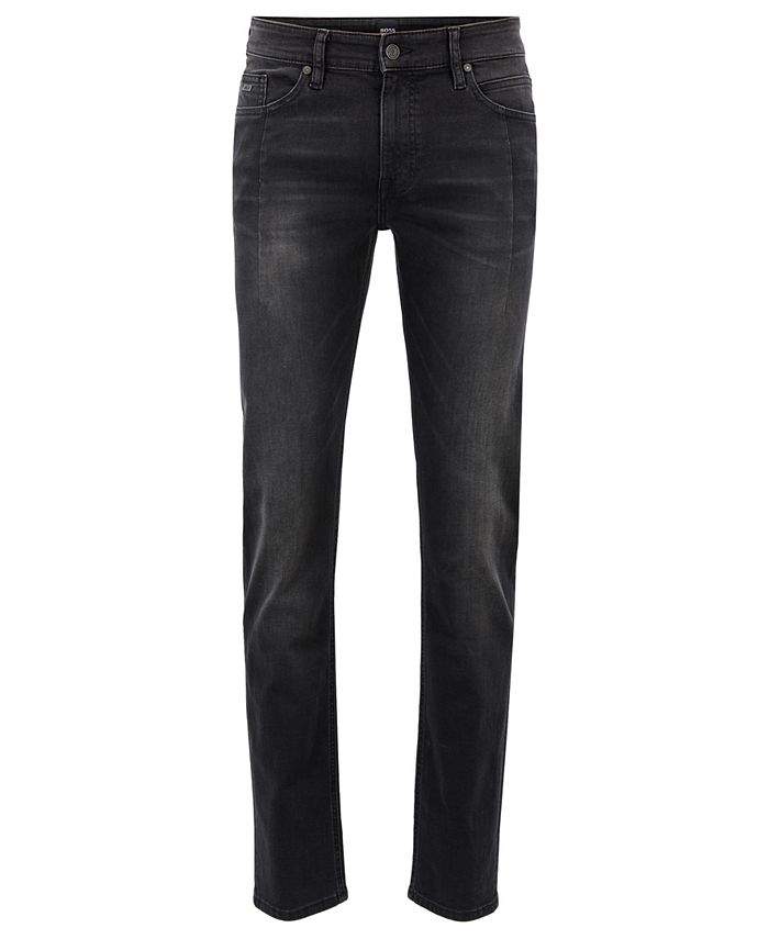 Hugo Boss BOSS Men's Slim-Fit Super-Stretch Stonewashed Denim Jeans ...