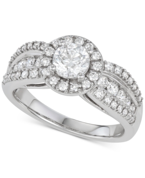 image of Diamond Halo Engagement Ring (1-1/2 ct. t.w.) in 14k White Gold