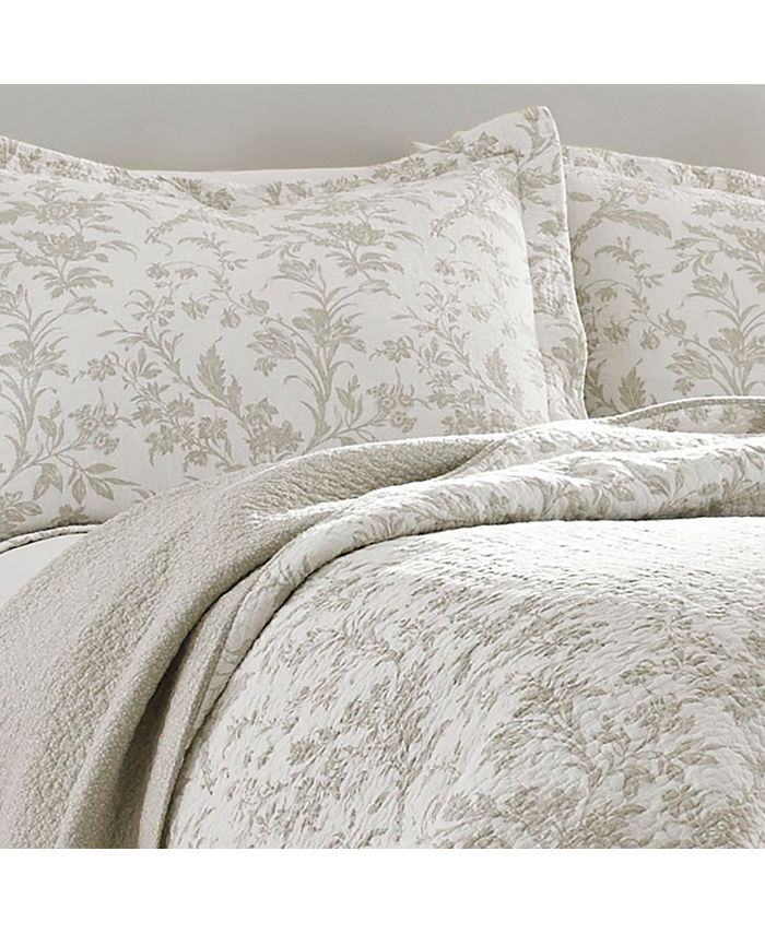 Laura Ashley Full/Queen Amberley Grey Quilt Set Macy's