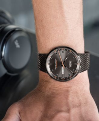 Men's Swiss Automatic Commander II Cosc Black PVD Stainless Steel Bracelet Watch 42mm