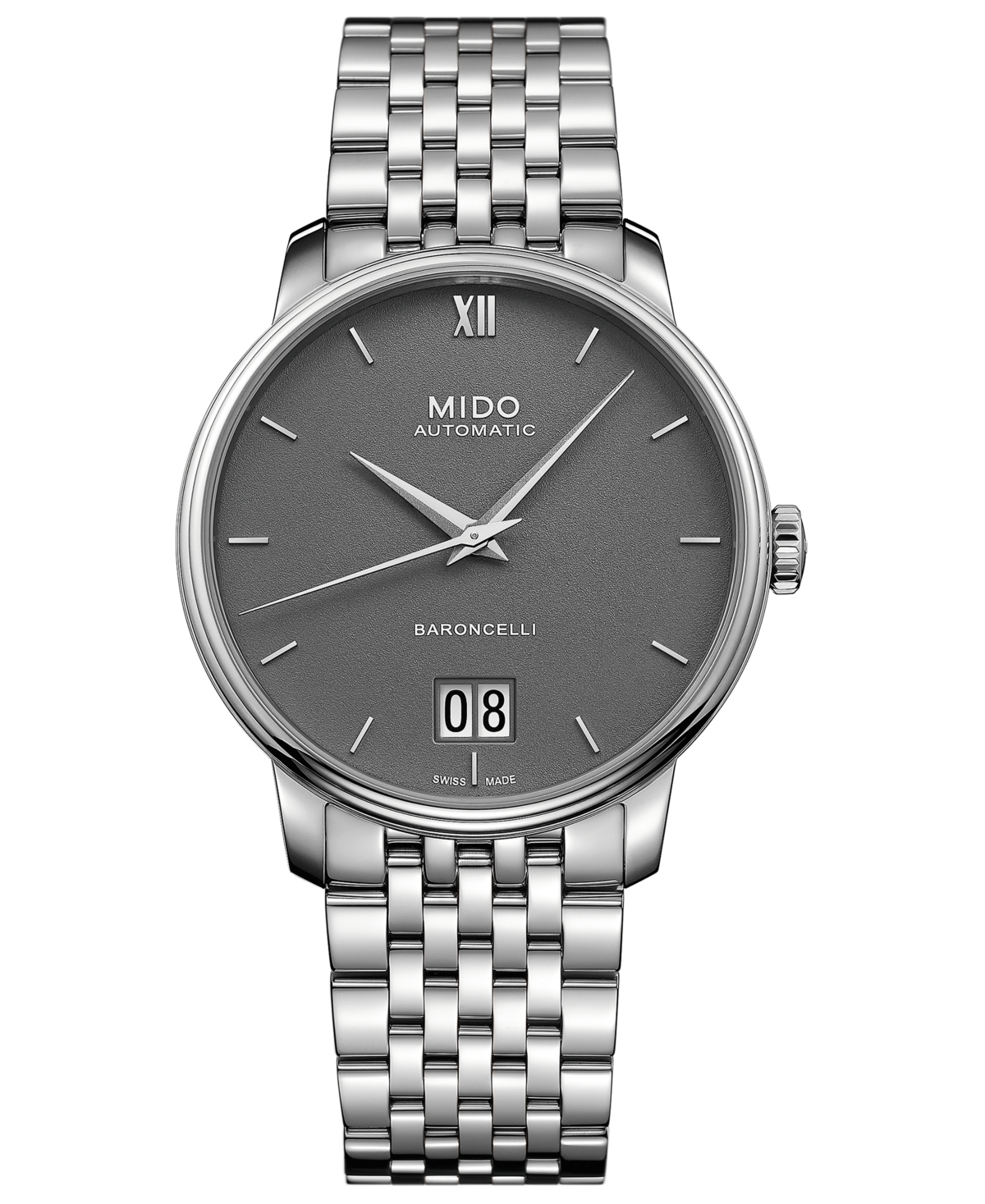 Mido Men's Swiss Automatic Baroncelli Iii Stainless Steel Bracelet Watch 40mm In Metallic