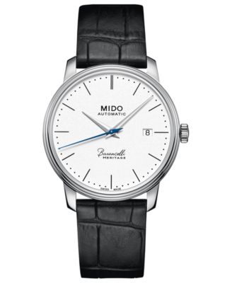 Mido - Men's Swiss Automatic Baroncelli III Heritage Black Leather Strap Watch 39mm