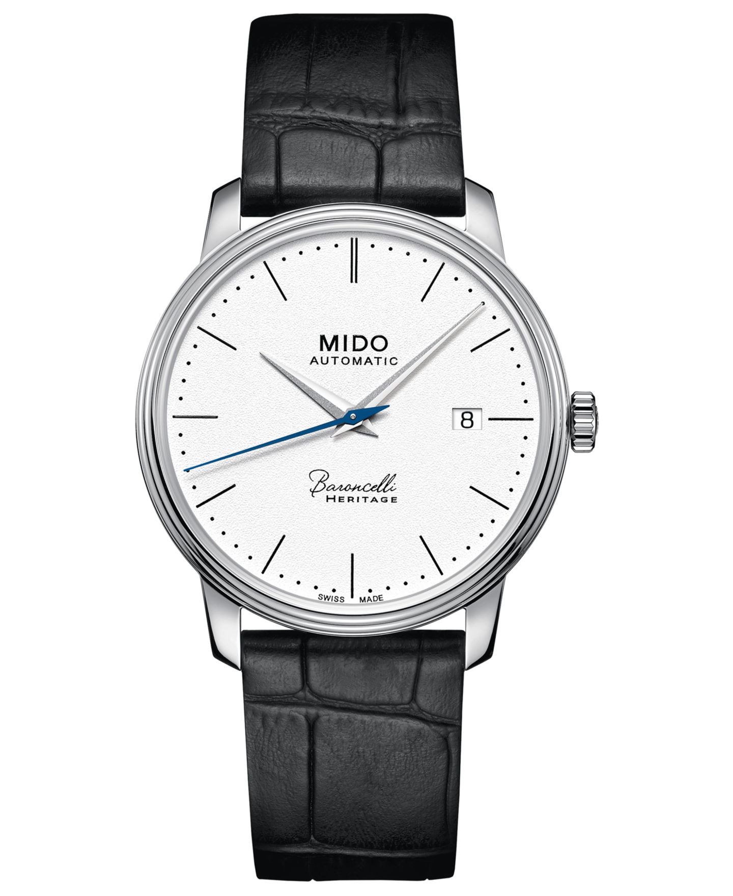 Мужские часы Mido Swiss Automatic Baroncelli III Heritage Black Leather Strap Watch 39mm — фото 1