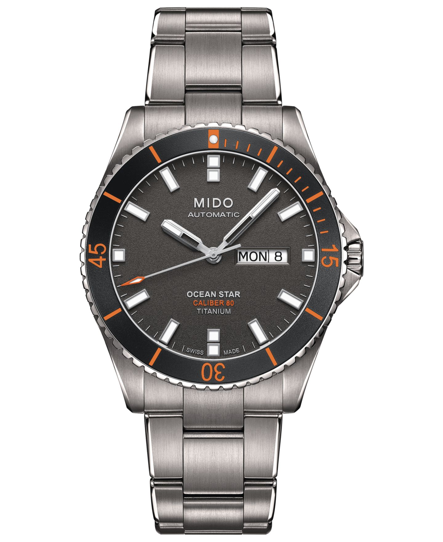 Мужские часы Mido Swiss Automatic Ocean Star Captain V Titanium Bracelet Watch 42.5mm — фото 1
