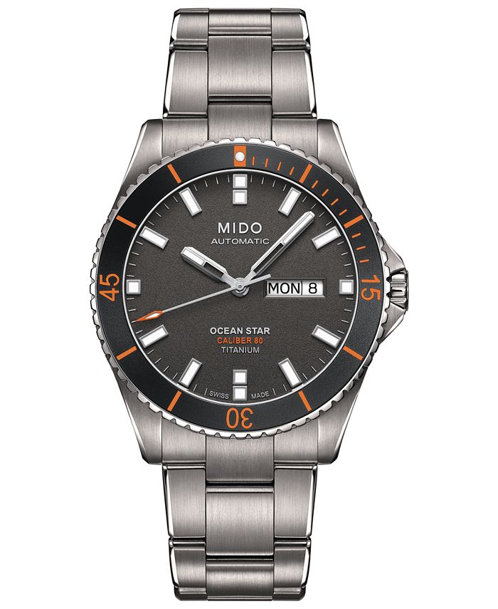Mido - Men's Swiss Automatic Ocean Star Captain V Titanium Bracelet Watch 42.5mm