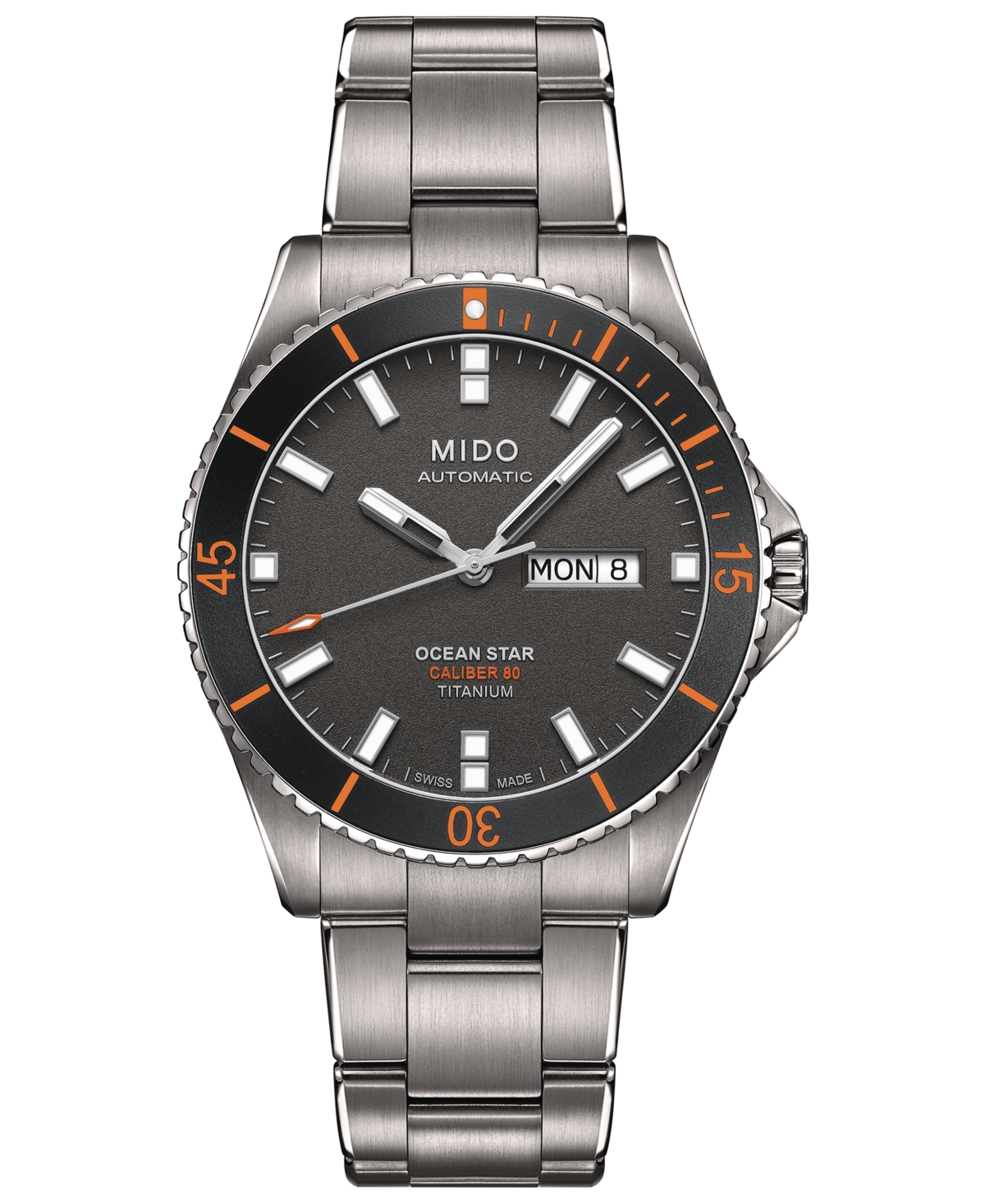 Mido Men's Swiss Automatic Ocean Star Captain V Titanium Bracelet Watch 42.5mm In Gray