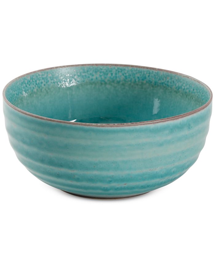 Gibson Laurie Gates Gibson Reactive Glaze Blue Tall Serving Bowl