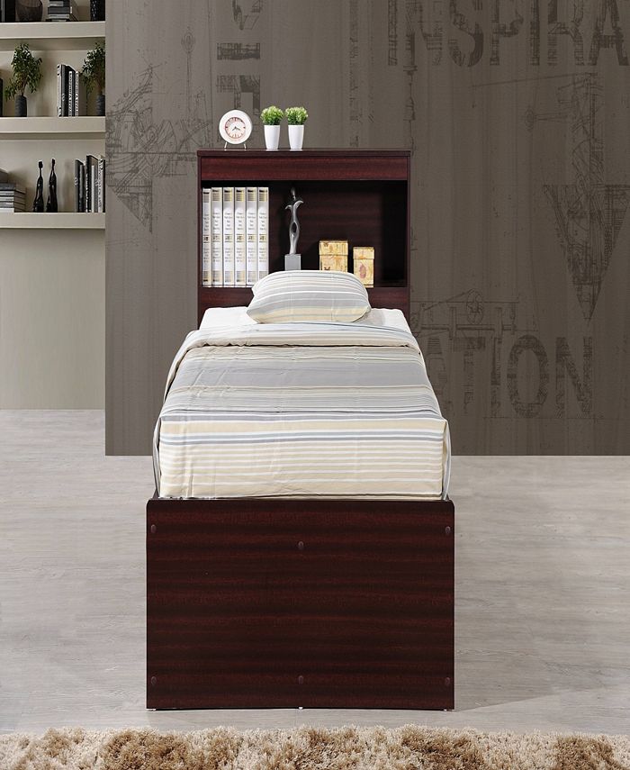 Hodedah TwinSize Captain Bed with 3Drawers and Headboard in Mahogany