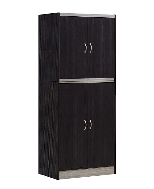 Hodedah 4 Door Kitchen Pantry With 4 Shelves 5 Compartments In Chocolate Grey Reviews Furniture Macy S