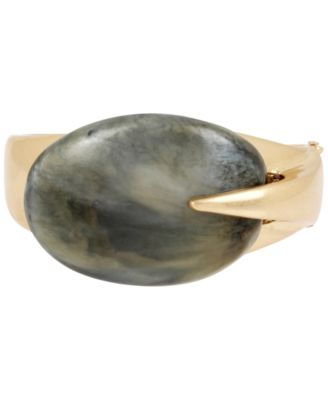 Robert Lee Morris Soho - Gold-Tone Oval Stone Sculptural Bangle Bracelet
