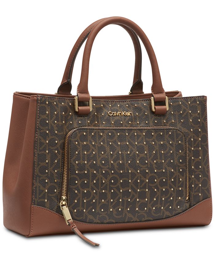 Calvin Klein Hudson Signature Studded Satchel Macy's