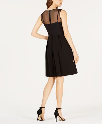 Calvin Klein Women's Illusion Trim Fit & Flare Dress Pink Size 6 Petite