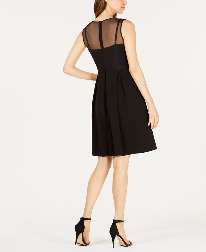 Calvin Klein Petite Illusion-Back Fit & Flare Dress - Macy's