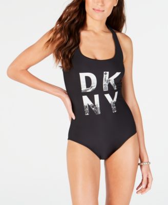 DKNY - Cityscape Logo Twist-Back One-Piece Swimsuit