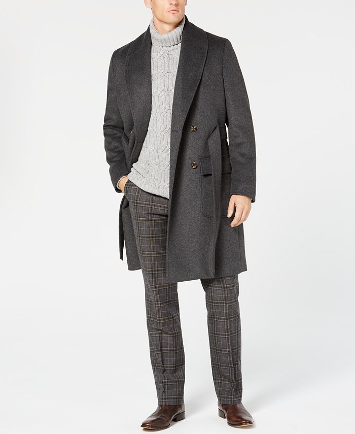 Tasso Elba Men's Shawl-Collar Belted Coat, Created for Macy's - Macy's