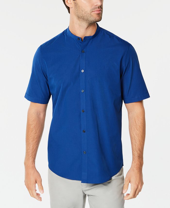 Alfani Men's Stripe Band-Collar Shirt, Created for Macy's - Macy's