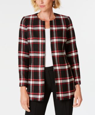 Kasper - Plaid Jewel-Neck Jacket