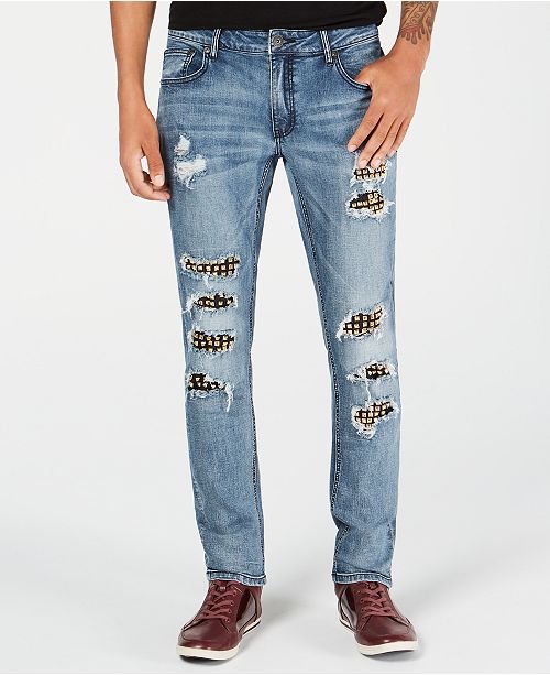 INC International Concepts I.N.C. Men's Studded Ripped Skinny Jeans, Created for Macy's Jeans