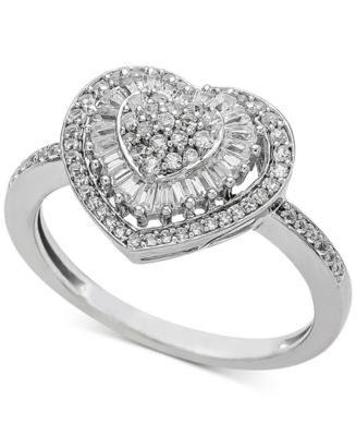 Macy's Diamond Heart Cluster Ring (1/2 ct. t.w.) in 14k White