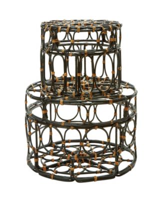 Dimond Home - Round Black & Tan Oval Ring Box - Set Of 2