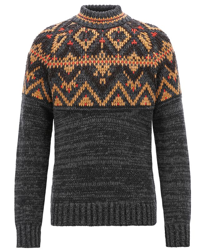 Hugo Boss BOSS Men's Fair Isle Textured Turtleneck Sweater & Reviews - Sweaters - Men - Macy's