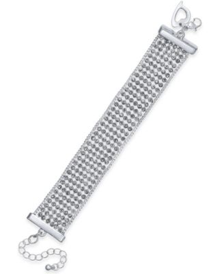Thalia Sodi - Silver-Tone Crystal Multi-Row Flex Bracelet