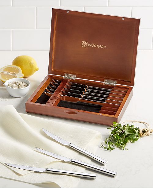 Wüsthof Stainless 8pc Steak Knife Set in Walnut Chest, Created for Macy
