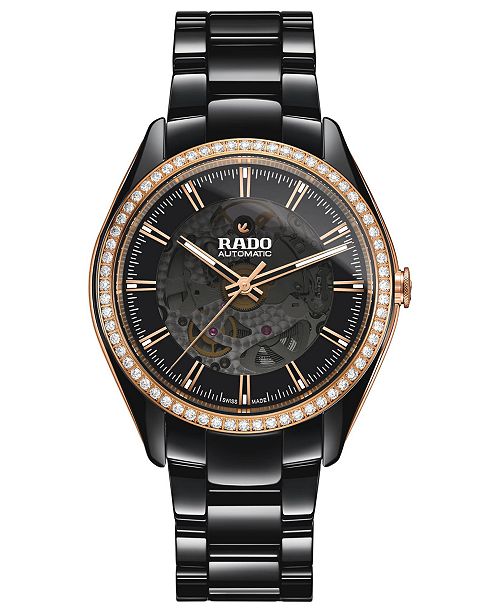 Rado Women S Swiss Automatic Hyperchrome Diamond 9 10 Ct T W Black High Tech Ceramic Bracelet Watch 42mm Reviews All Fine Jewelry Jewelry Watches Macy S