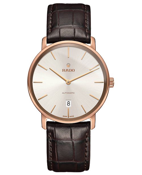 Rado Men S Swiss Automatic Diamaster Brown Leather Strap Watch 41mm Reviews All Fine Jewelry Jewelry Watches Macy S