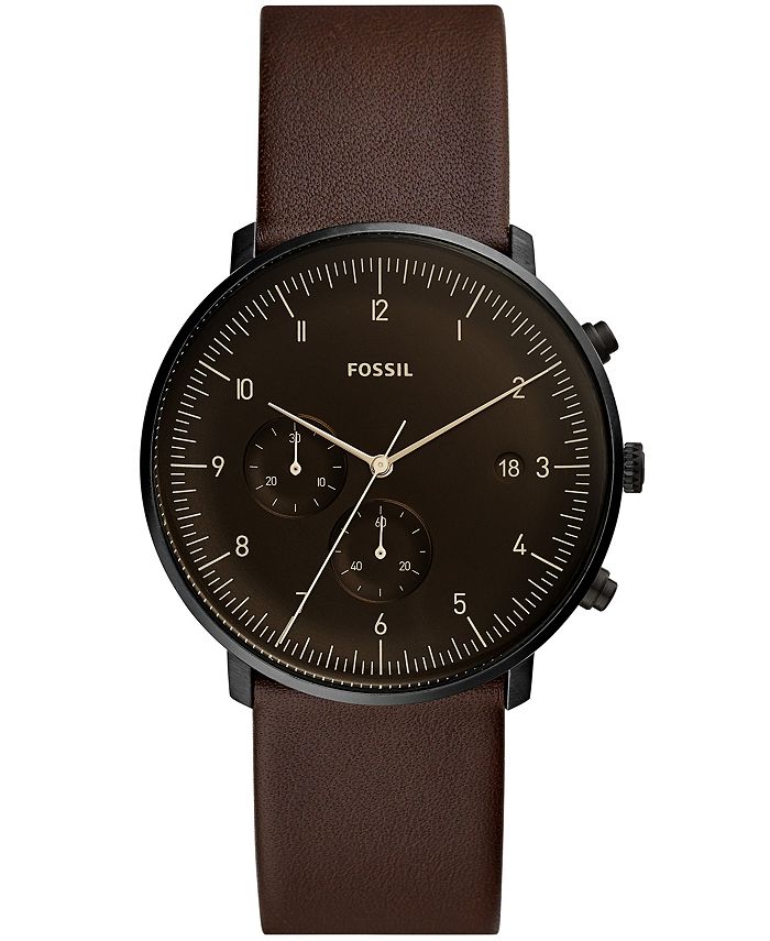 Fossil Men's Chronograph Chase Timer Whiskey Leather Strap Watch 42mm ...