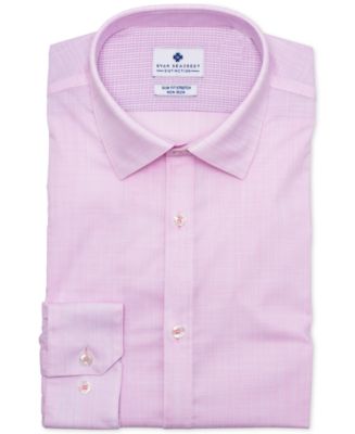 Ryan Seacrest Distinction Men's Ultimate Active Slim-Fit Non-Iron Performance Stretch Dobby Dress Shirt  Pink Size 17X34-35