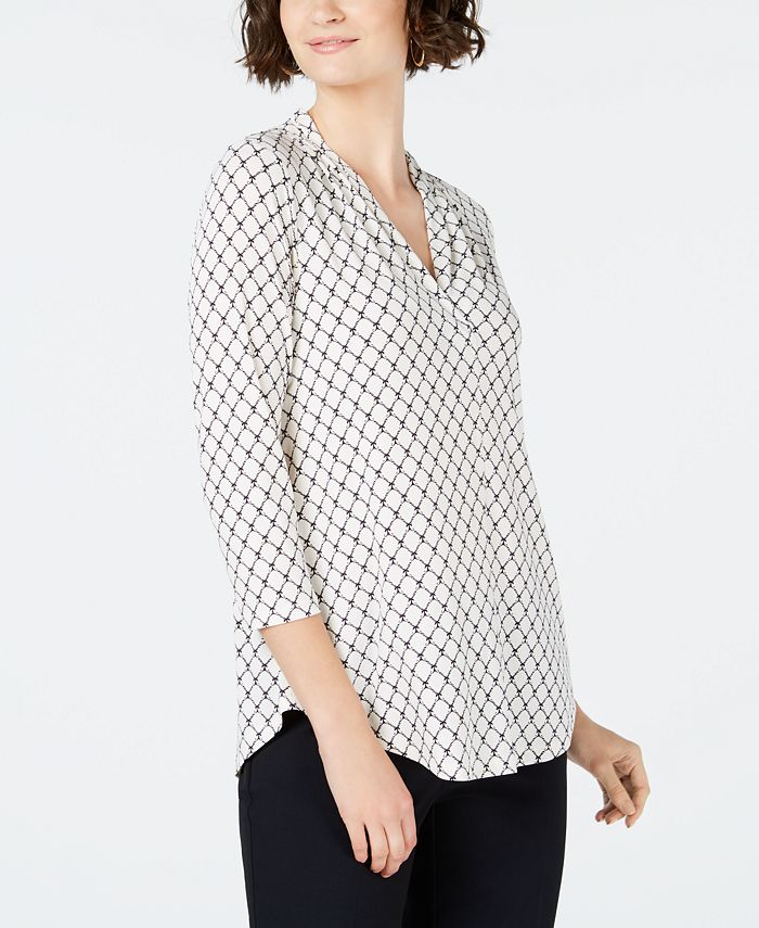 Charter Club Printed V-Neck Top, Created for Macy's & Reviews - Tops ...
