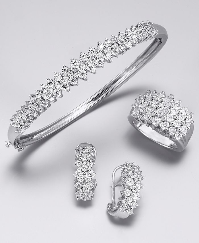 Macy's - Diamond Pyramid Bangle Bracelet (1/2 ct. t.w.) in Sterling Silver
