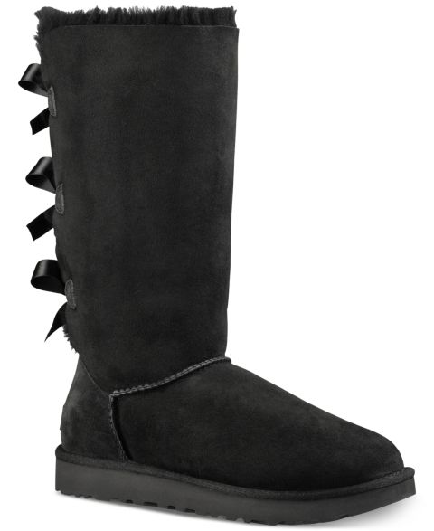 Женские ботинки UGG Bailey Bow Tall II, цвет: Чёрный