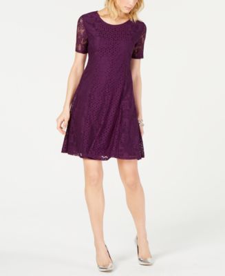 NY Collection Petite Lace Trim A Line Dress