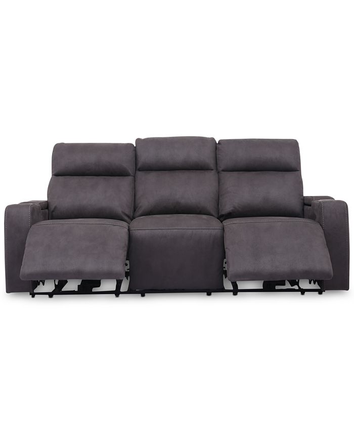 Furniture CLOSEOUT! Oaklyn 84" Fabric Sofa with 2 Power Recliners, Power Headrests, USB Power
