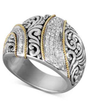 image of Balissima by Effy Diamond Ribbon Statement Ring (1/4 ct. t.w.) in 18k Gold and Sterling Silver