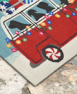 Liora Manne Front Porch Indoor/Outdoor Happy Howlidays Red 2' x 3' Area Rug