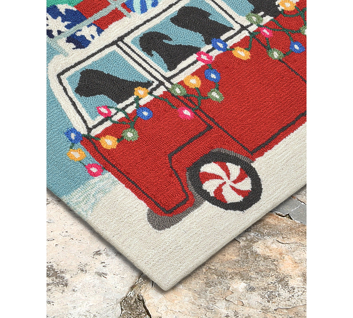 Liora Manne Front Porch Indoor/Outdoor Happy HowlidaysArea Rug - Red