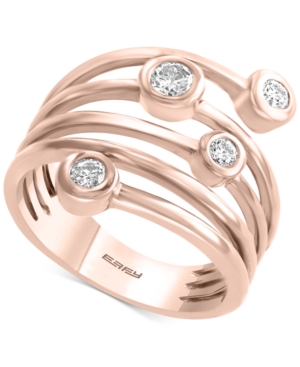 image of EffyY Diamond Coil Bezel Statement Ring (1/3 ct. t.w.) in 14k Rose Gold