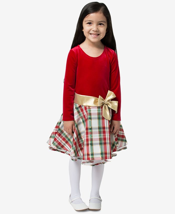 Bonnie Jean Little Girls Velvet Metallic Plaid Dress Macy s