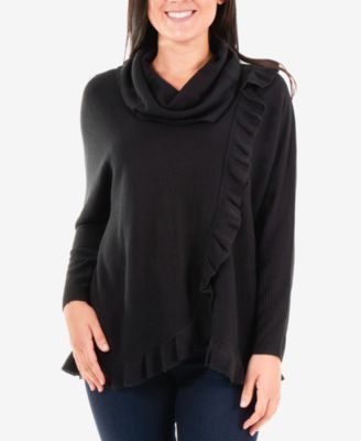 NY Collection - Faux-Wrap Cowl-Neck Sweater