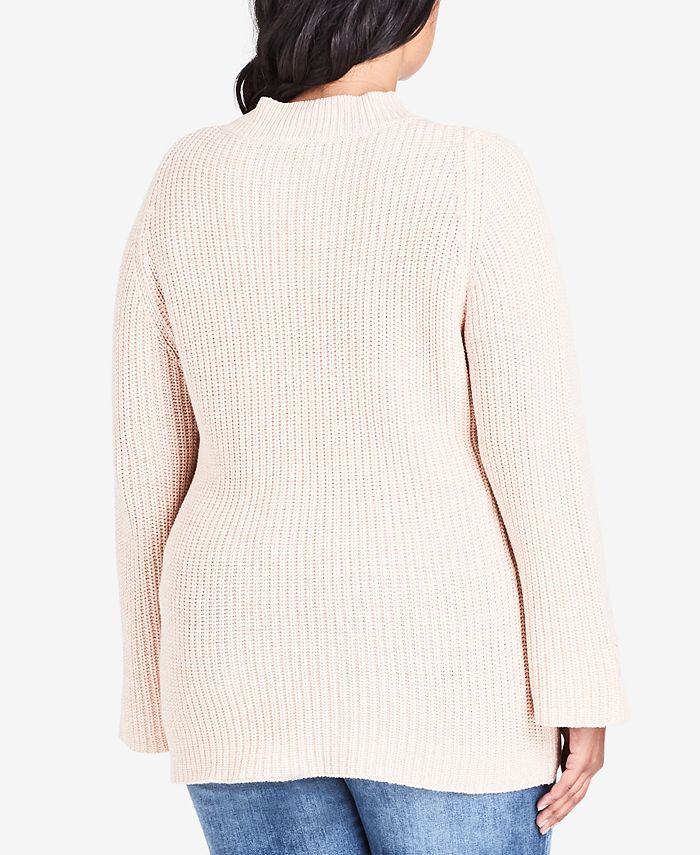 City Chic Plus Size Cross-Hatch Turtleneck Sweater - Macy's