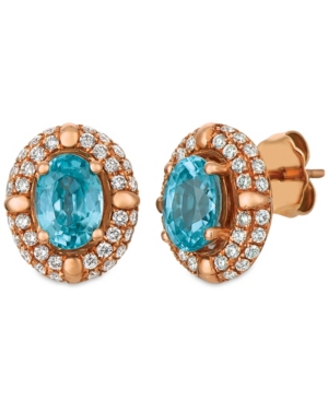 image of Le Vian Blue Zircon (2 5/8 ct.t.w.) and Nude Diamonds (1 ct.t.w.) Earrings set in 14k rose gold