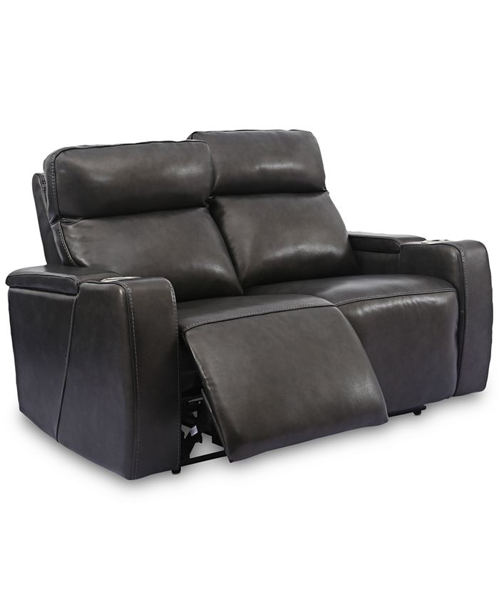 Furniture Oaklyn 61" Leather Loveseat with 2 Power Motion Recliners