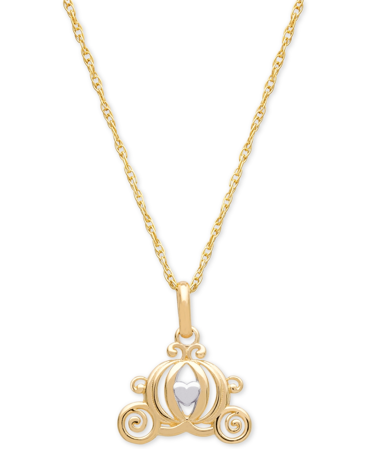 DISNEY CHILDREN'S CARRIAGE 15" PENDANT NECKLACE IN 14K GOLD