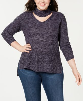 Planet Gold - Trendy Plus Size Cutout Sweater